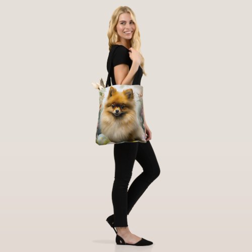 Pomeranian Dog with Easter Eggs Holiday  Tote Bag