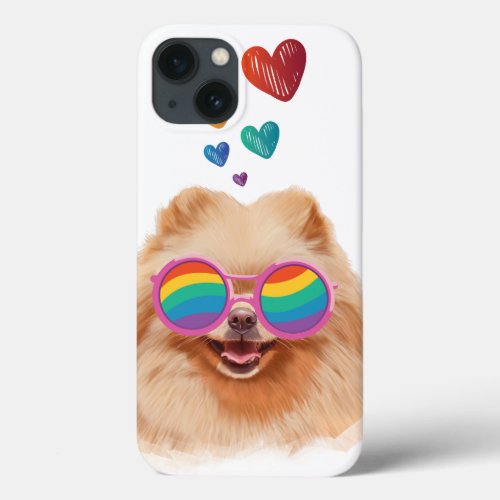 Pomeranian Dog with Hearts Valentines Day  iPhone 13 Case