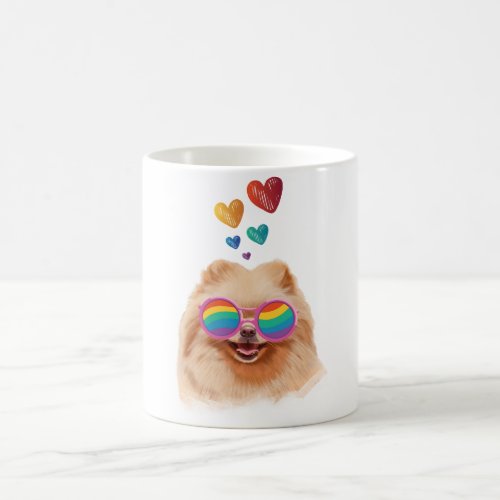 Pomeranian Dog with Hearts Valentines Day Coffee Mug