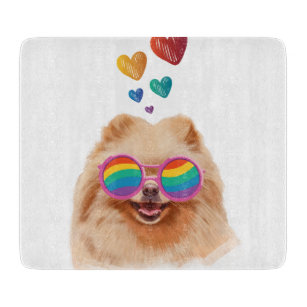 Pomeranian Dog with Hearts Valentine's Day Cutting Board
