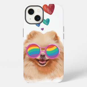 Pomeranian Dog with Hearts Valentine's Day iPhone 13 Case