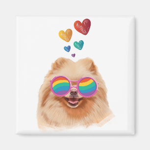 Pomeranian Dog with Hearts Valentine's Day Magnet
