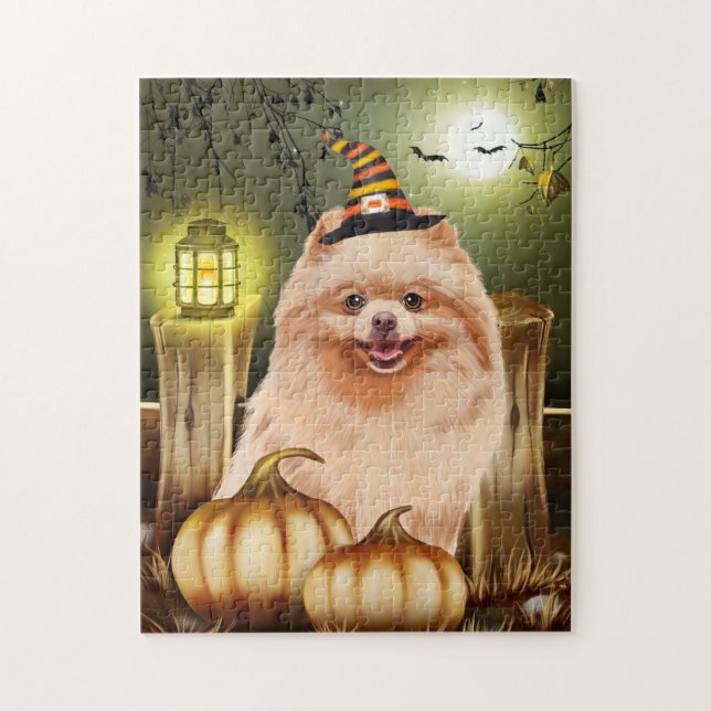 Pomeranian Dog with Witch Hat  Jigsaw Puzzle (Vertical)