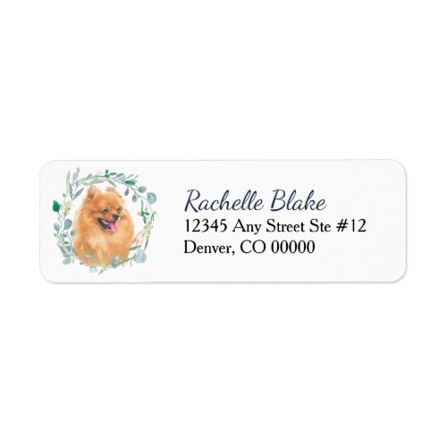 Pomeranian Dog Wreath Return Address Label