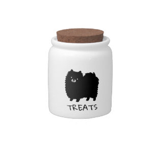 Pomeranian Doggie Treats - Cute Black Pom Candy Jar