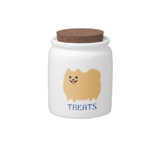 Pomeranian Doggie Treats - Cute Dog with Text Candy Jar