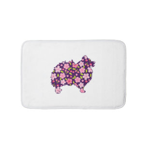 Pomeranian Dogs Flower Pattern Pomeranians Lover Bath Mat