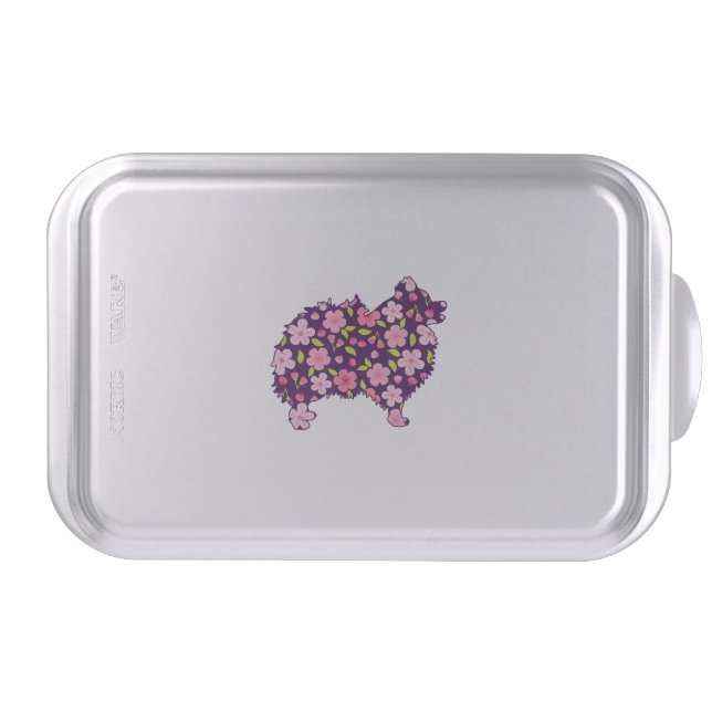 Pomeranian Dogs Flower Pattern Pomeranians Lover Cake Pan (Front)