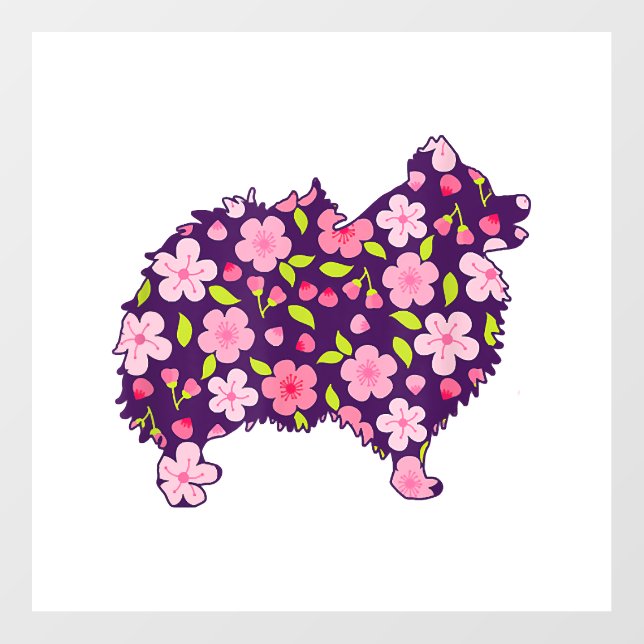 Pomeranian Dogs Flower Pattern Pomeranians Lover Floor Decals (Front)