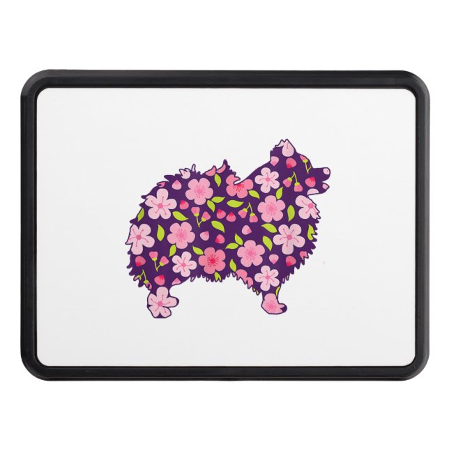 Pomeranian Dogs Flower Pattern Pomeranians Lover Hitch Cover (Front)
