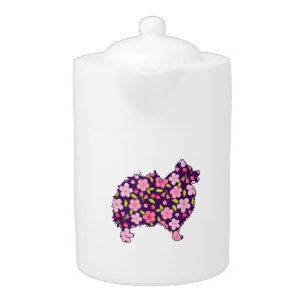 Pomeranian Dogs Flower Pattern Pomeranians Lover Teapot