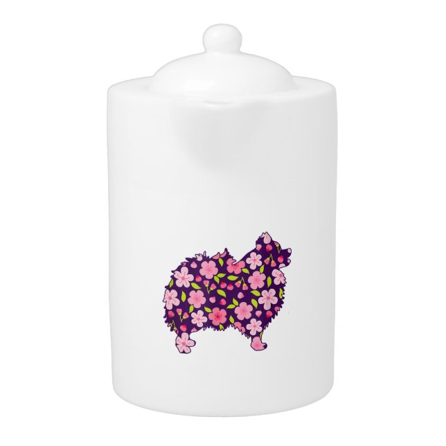 Pomeranian Dogs Flower Pattern Pomeranians Lover Teapot (Front)