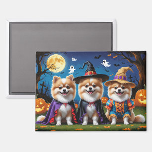 Pomeranian Dogs Pumpkin Halloween Funny Magnet