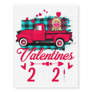 Pomeranian Face Mask Valentines Day Truck Dog Temporary Tattoos