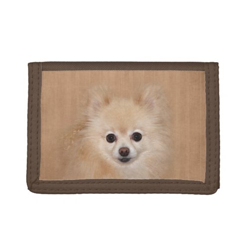 Pomeranian face tri_fold wallet