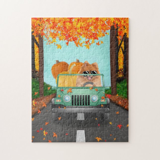 Pomeranian Fall Pumpkin  Jigsaw Puzzle (Vertical)