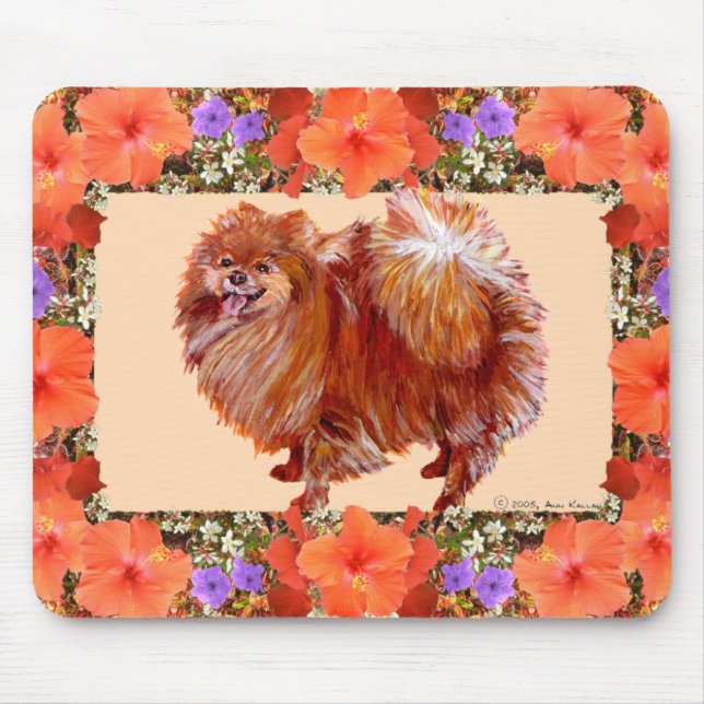 Pomeranian Floral Mouse Pad (Front)