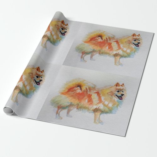 Pomeranian German Spitz Dog Watercolor Wrapping Wrapping Paper