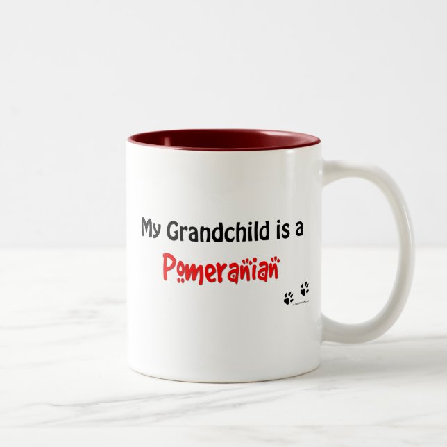 Pomeranian Grandchild Two-Tone Coffee Mug (Right)
