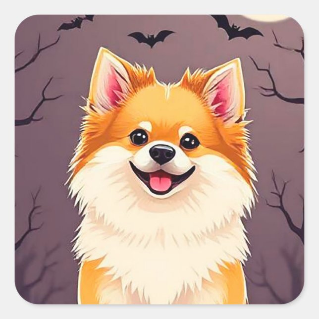 🎃 Pomeranian Halloween Gift For Dog Lovers  Square Sticker (Front)