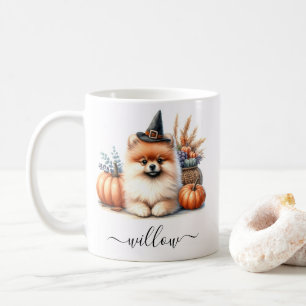 Pomeranian Halloween Mug with Personalized Name