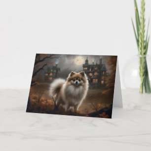 Pomeranian Halloween Scary Card