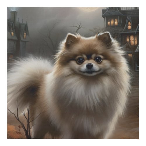 Pomeranian Halloween Scary Faux Canvas Print