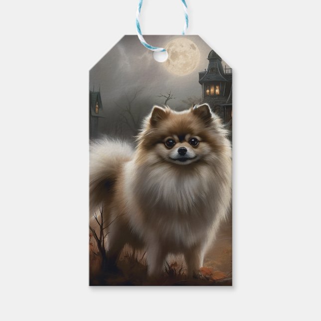 Pomeranian Halloween Scary Gift Tags (Front)