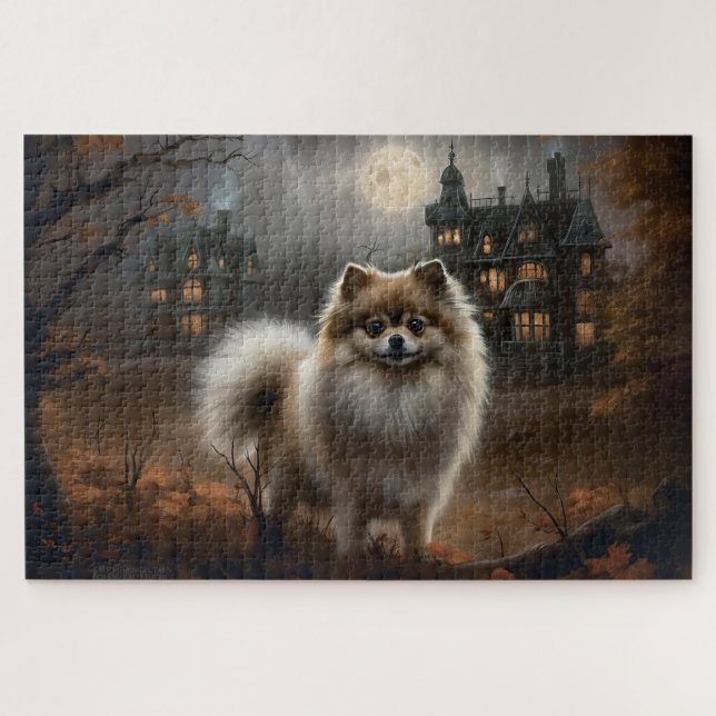 Pomeranian Halloween Scary Jigsaw Puzzle (Horizontal)
