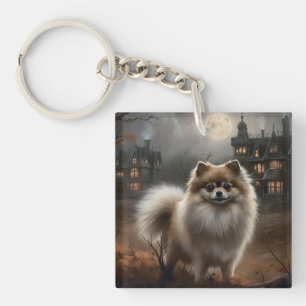 Pomeranian Halloween Scary Keychain