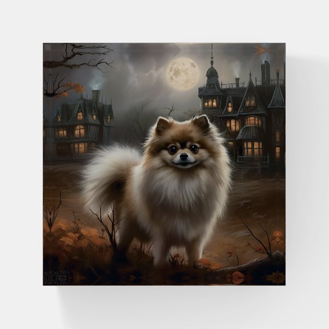 Pomeranian Halloween Scary Paperweight (Front)