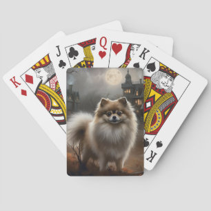 Pomeranian Halloween Scary Poker Cards