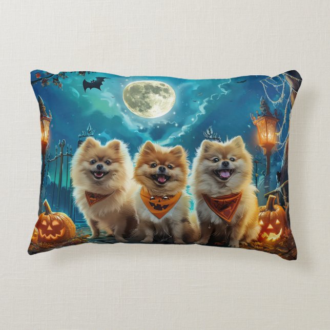 Pomeranian Halloween Spooky Accent Pillow (Back)