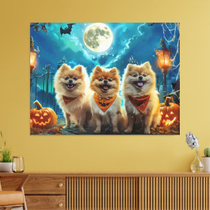 Pomeranian Halloween Spooky Canvas Print