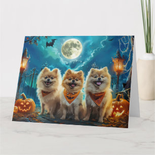 Pomeranian Halloween Spooky Card