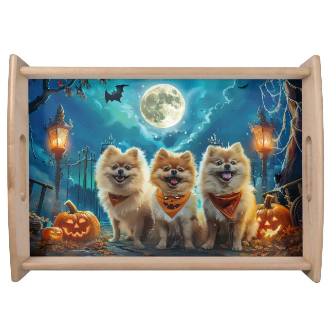 Pomeranian Halloween Spooky Serving Tray (Front)