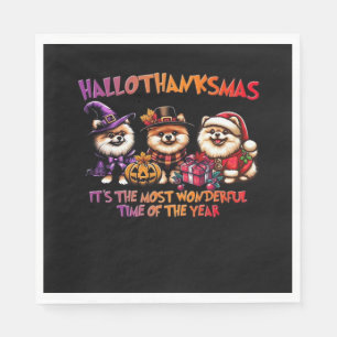 Pomeranian Halloween Thanksgiving Christmas Classi Napkins