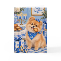 Pomeranian Hanukkah Card