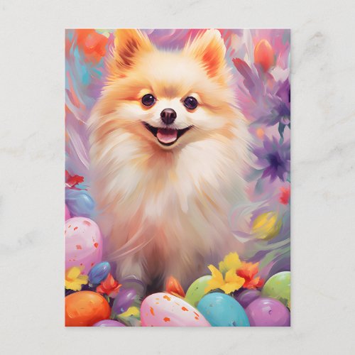 Pomeranian Happy Easter Postcard