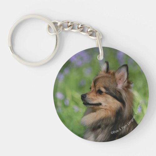 Pomeranian Headshot Sitting Keychain