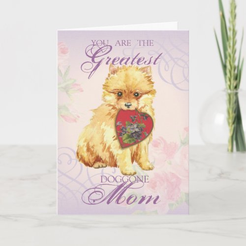 Pomeranian Heart Mom Card