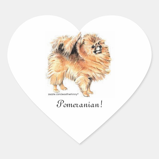 Pomeranian! Heart Sticker (Front)