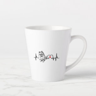 Pomeranian heartbeat ekg heart line latte mug