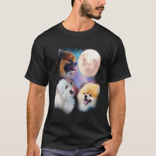 Pomeranian Howling Moon Shirt - Three Wolves Moon