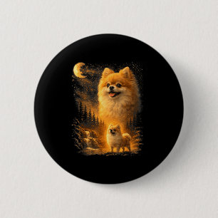 Pomeranian howling to the moon vintage 90s funnyPo Button