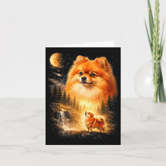 Pomeranian howling to the moon vintage mystical do card