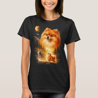 Pomeranian Howling To The Moon Vintage Mystical Do T-Shirt