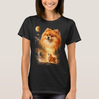Pomeranian Howling to The Moon Vintage Mystical T-Shirt