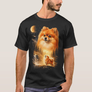 Pomeranian Howling to The Moon Vintage Mystical T-Shirt