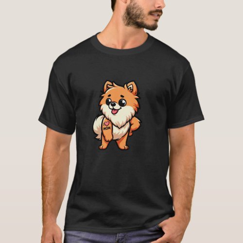 Pomeranian I Love Mom Funny Dog Tattoo Long Sleeve T_Shirt